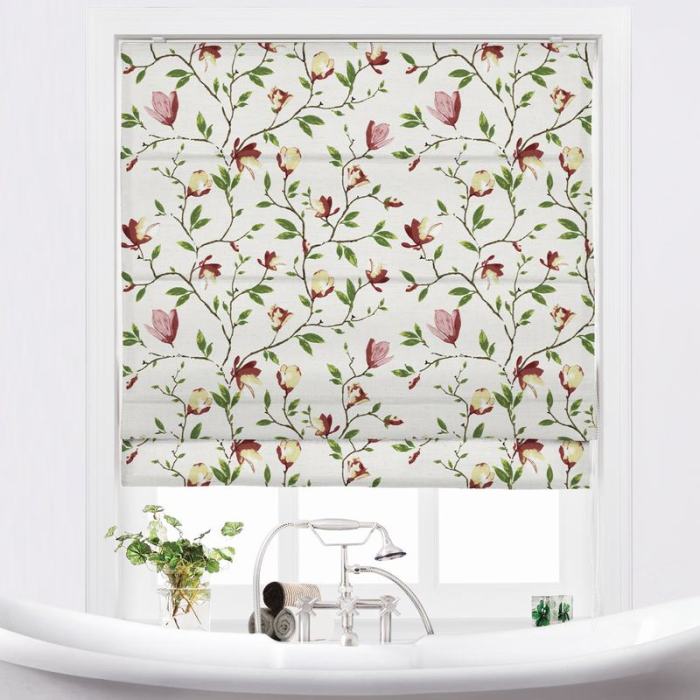 CORA Botanical Flower Print Polyester Cotton Roman Shade