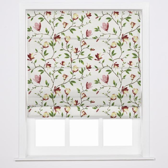 CORA Botanical Flower Print Polyester Cotton Roman Shade