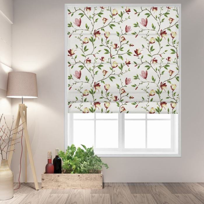 CORA Botanical Flower Print Polyester Cotton Roman Shade