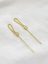 Simple Slim Chain Silver Gold Plated Line Earrings