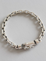Hand made Sterling Silver personalized retro cross chain chain bracelet for men and women