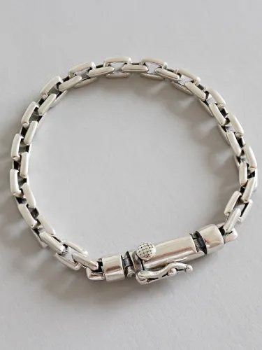Hand made Sterling Silver personalized retro cross chain chain bracelet for men and women