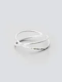 Two-band X-shaped Simple Silver Smooth Opening Ring