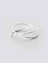 Two-band X-shaped Simple Silver Smooth Opening Ring