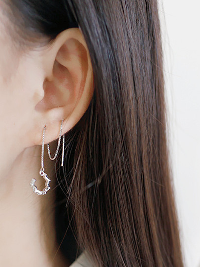 Fashion Cubic Tiny Zircon Silver Line Earrings