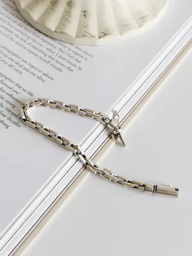 Hand made Sterling Silver personalized retro cross chain chain bracelet for men and women