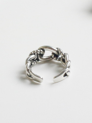 Personalized Twisted Chain Silver Opening Ring
