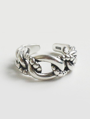 Personalized Twisted Chain Silver Opening Ring