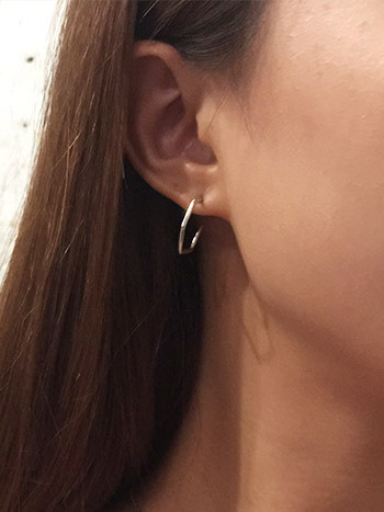 Simple Hexagonal shaped Silver Stud Earrings