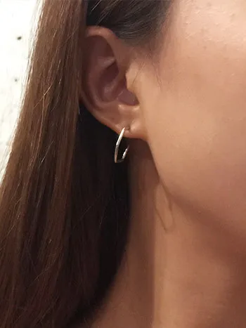 Simple Hexagonal shaped Silver Stud Earrings