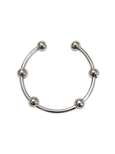 Personalized Simple Tiny Beads Silver Opening Ring
