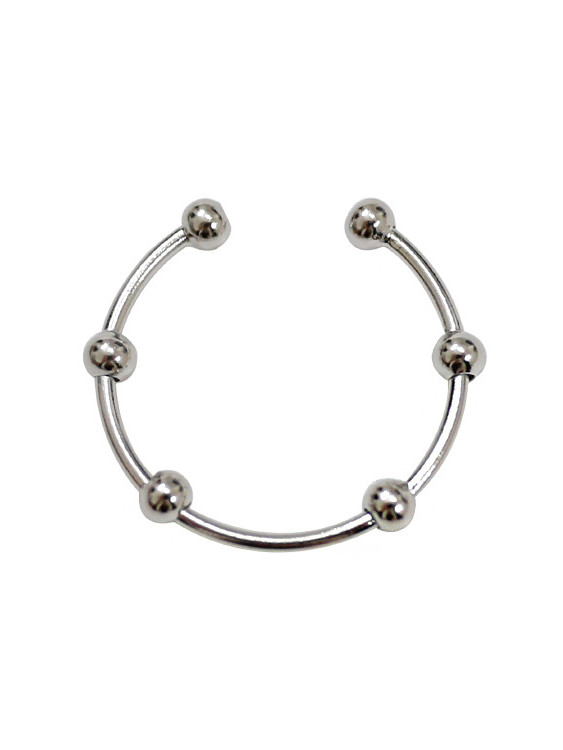 Personalized Simple Tiny Beads Silver Opening Ring