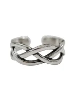 Retro style Hollow Woven Silver Opening Ring