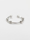 Personalized Simple Tiny Beads Silver Opening Ring