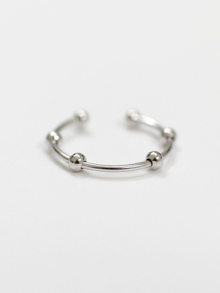Personalized Simple Tiny Beads Silver Opening Ring