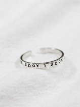 Simple Greek Alphabet Silver Opening Ring