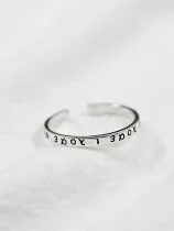 Simple Greek Alphabet Silver Opening Ring