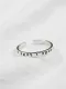 Simple Greek Alphabet Silver Opening Ring