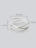 Two-band X-shaped Simple Silver Smooth Opening Ring