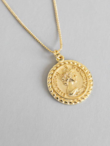 Sterling Silver, Elizabeth, Coin Pendant, short necklace