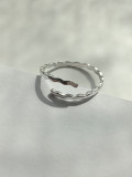 Simple Water Wave Silver Opening Ring
