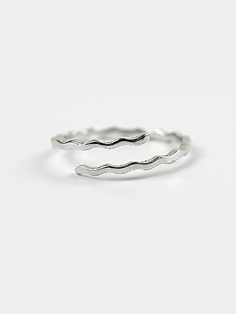Simple Water Wave Silver Opening Ring