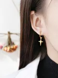 Personalized Little Cross Silver Stud Earrings