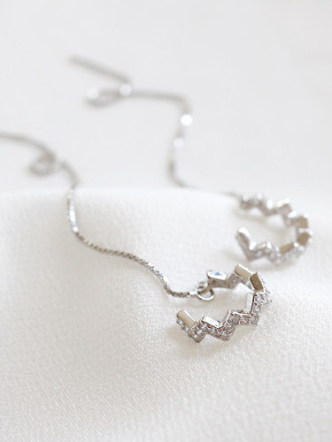 Fashion Cubic Tiny Zircon Silver Line Earrings