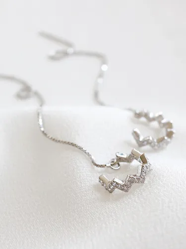 Fashion Cubic Tiny Zircon Silver Line Earrings