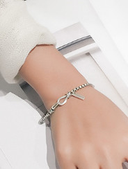 Simple Box Chain Silver Women Bracelet