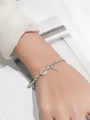 Simple Box Chain Silver Women Bracelet