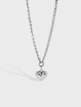 925 Sterling Silver Smooth Heart Vintage Necklace