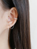 Fashion Cubic Tiny Zircon Silver Line Earrings