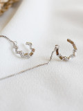 Fashion Cubic Tiny Zircon Silver Line Earrings