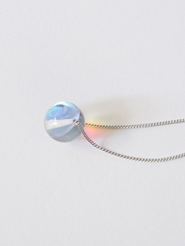 Simple Clear Crystal Ball Pendant Silver Necklace