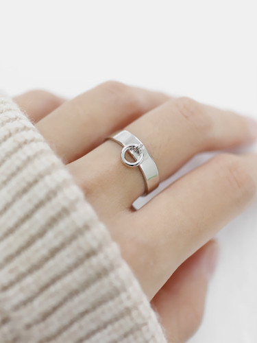 Simple Little Circle Smooth Silver Opening Ring