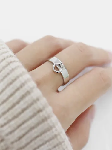 Simple Little Circle Smooth Silver Opening Ring
