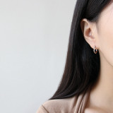 Heh368 Korean Style S925 Sterling Silver Simple Personality Geometry Hollow Ring Round Ring Earrings Earring Ear Clip Earrings