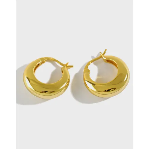 050 Korean Style S925 Sterling Silver Earrings Ins Niche Temperament Simple Geometric Round Ring Earrings Women's All-Match Student Earrings
