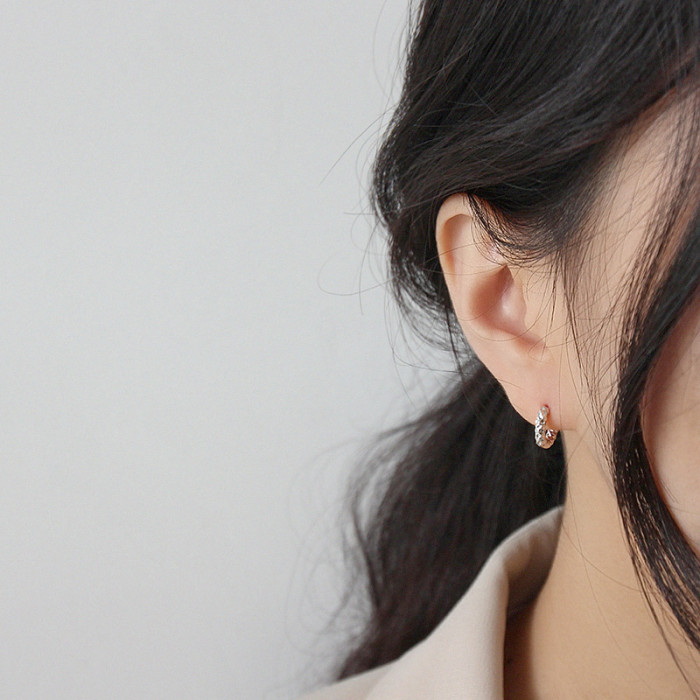 Korean Style S925 Sterling Silver Earrings Ins Simple Geometric Carven Design Starry Sky Female Earrings Ear Ring Personality All-Match Ear Clip