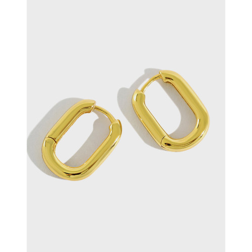 050 Korean Style S925 Sterling Silver Earrings Vintage Oval Ring Circle Ear Clip Gold And Silver Plated Earrings