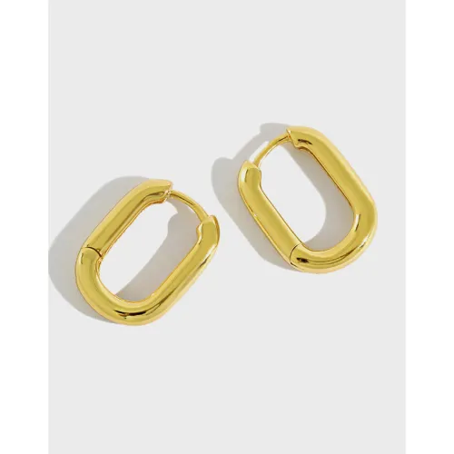 050 Korean Style S925 Sterling Silver Earrings Vintage Oval Ring Circle Ear Clip Gold And Silver Plated Earrings