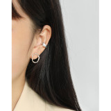 068 Korean Style S925 Sterling Silver Ear Clip Ins Irregular Concave Gold And Silver Tinfoil Fingerprint Non-Piercing Ear Clip Earrings