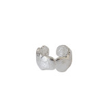 068 Korean Style S925 Sterling Silver Ear Clip Ins Irregular Concave Gold And Silver Tinfoil Fingerprint Non-Piercing Ear Clip Earrings