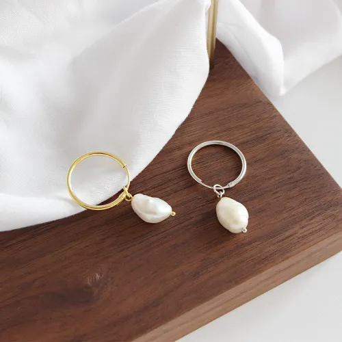 Et281 Korean Style S925 Sterling Silver Ins Simple Graceful Geometric Baroque Freshwater Pearl Female Earrings Eardrop Earring