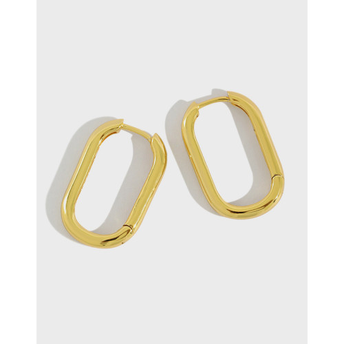 Eb057 Korean Style S925 Sterling Silver Earrings Ins Minimalist Geometric Ellipse Ring Female Ear Clip Earrings Gold Plated Vintage Earrings
