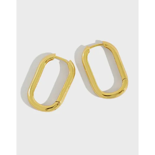 Eb057 Korean Style S925 Sterling Silver Earrings Ins Minimalist Geometric Ellipse Ring Female Ear Clip Earrings Gold Plated Vintage Earrings