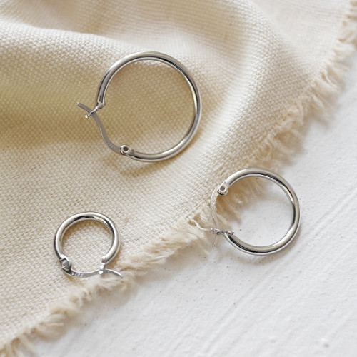 Heh368 Korean Style S925 Sterling Silver Simple Personality Geometry Hollow Ring Round Ring Earrings Earring Ear Clip Earrings