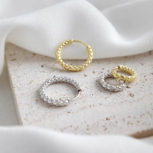 Korean Style S925 Sterling Silver Earrings Ins Simple Geometric Carven Design Starry Sky Female Earrings Ear Ring Personality All-Match Ear Clip