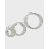 Heh368 Korean Style S925 Sterling Silver Simple Personality Geometry Hollow Ring Round Ring Earrings Earring Ear Clip Earrings